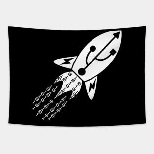 Machine Learning Rocket | Data Science Logo White Tapestry