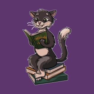 Awesome cat reading a book about cattitude T-Shirt