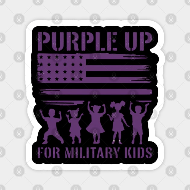 Purple Up For Military Kids Magnet by Creatifly Graphic Tees