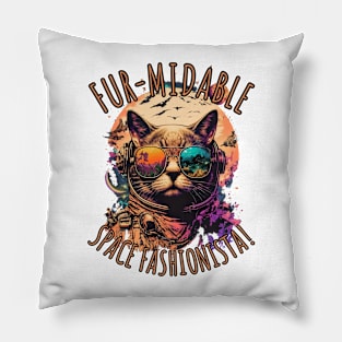 Fur-Midable Space Fashionista Space cat Pillow