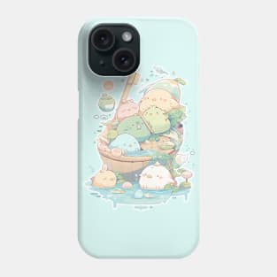 Foodiies Collection - Veggie Foodiies Taking A Deep Cleansing Bath Together | Kawaii Aesthetic Anime Food Design | PROUD OTAKU Phone Case