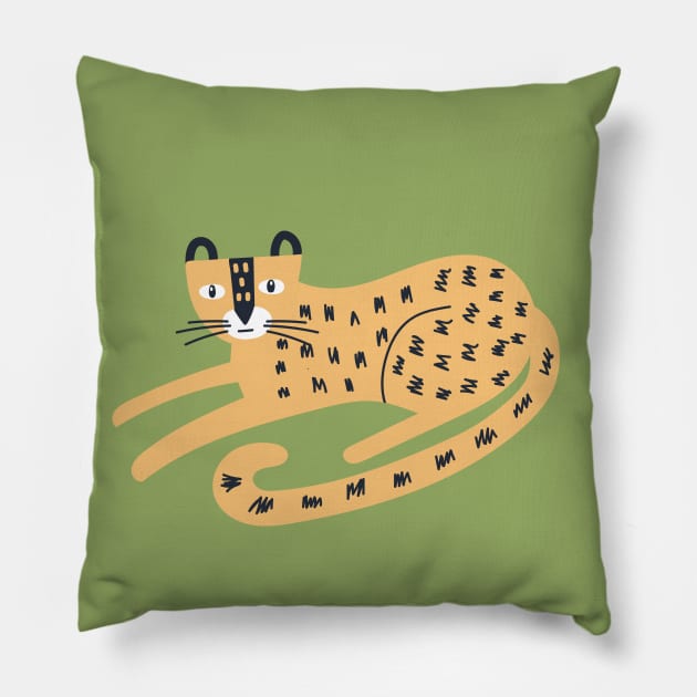 Leopard Illustration Pillow by JunkyDotCom