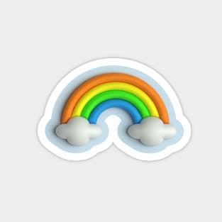 3D Rainbow and clouds Magnet