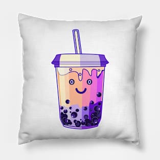 Lavender boba tea character design Pillow