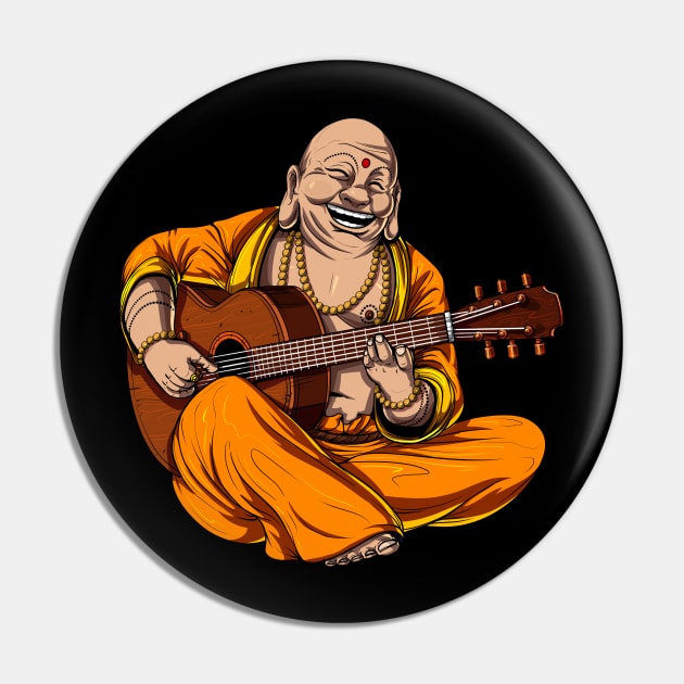 Buddha Playing Guitar Pin by underheaven
