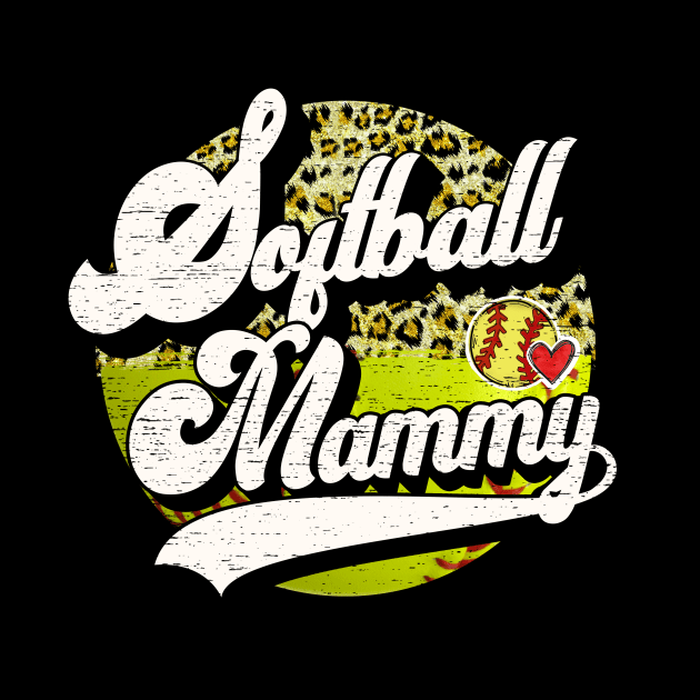 Softball Mammy Vintage Leopard Softball Family Matching by Wonder man 