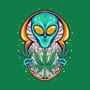 Cannabis Leaf - Smoking Alien T-Shirt