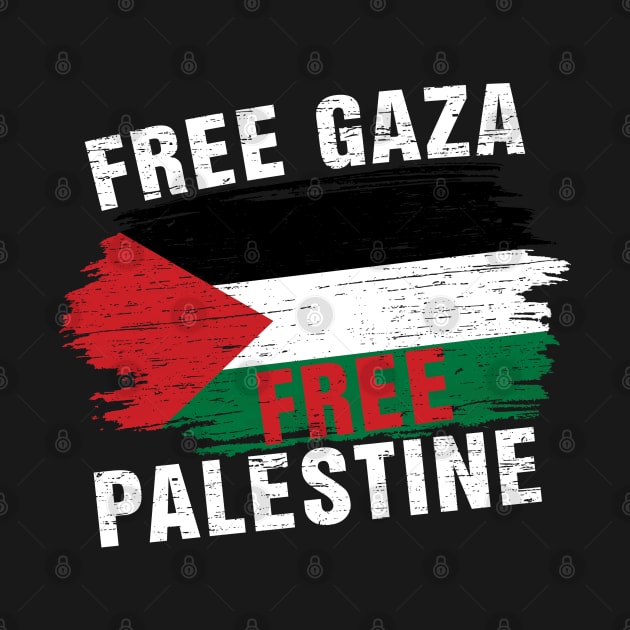 Free Gaza Free Palestine Flag Arabic by heart teeshirt