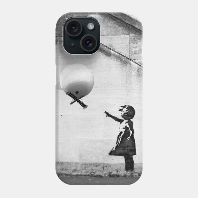 Girl with Chinese Spy Balloon Phone Case by gnotorious