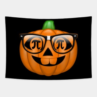 Pi Math Nerdy Pumpkin Emoji Nerd Glasses Jack O Lantern Tapestry