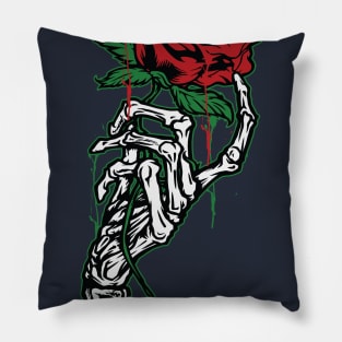 Bone Hand Rose Pillow