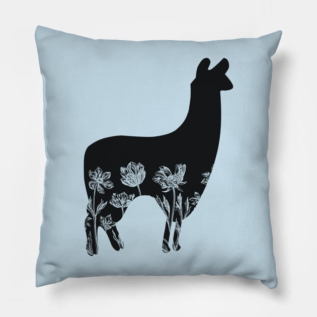 Floral Llama Pillow by RefinedApparelLTD