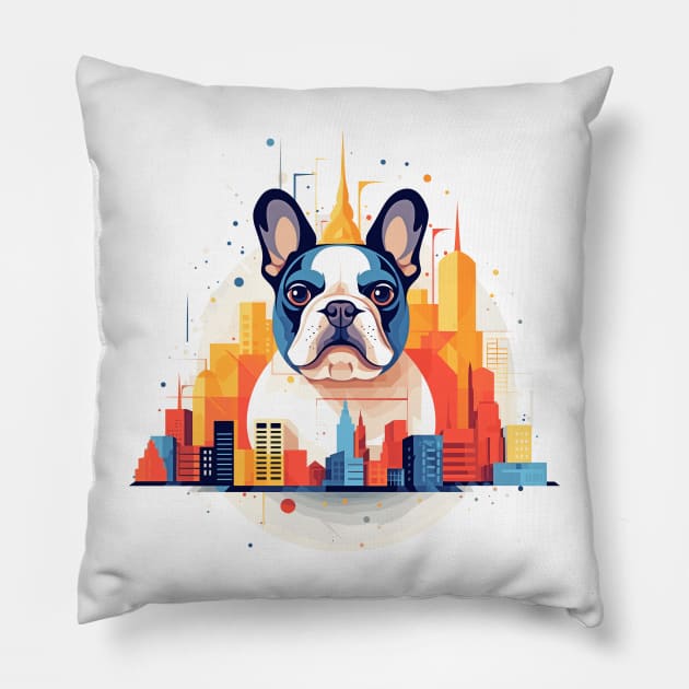 French Bulldog Dog Pet Animal Beauty Nature City Discovery Pillow by Cubebox