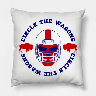 Buffalo Football Circle the Wagons Skull Pillow