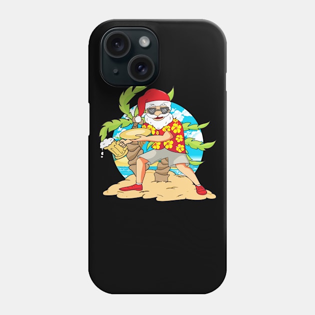 Christmas in July Santa Beach Frisbee Beer Phone Case by Dr_Squirrel