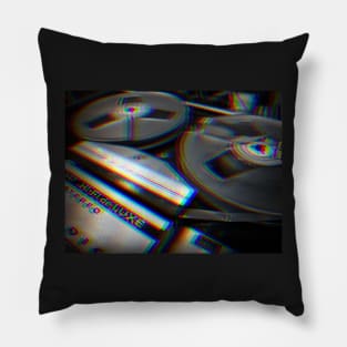 Vintage sound / retro music: Anaglyph image of an Old magnetophone in black and white Pillow