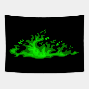 Wide Green Flames Tapestry