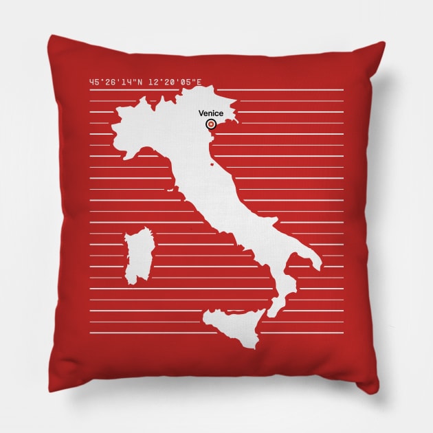 Venice City Map Pillow by Visitify