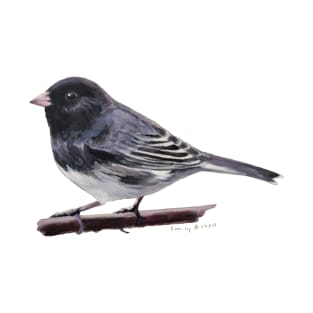 Dark Eyed Junco (perched) bird painting T-Shirt