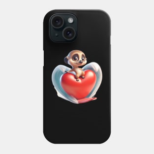 Heart Embrace Meerkat Surfer – Navigating the Sea of Love Tee Phone Case