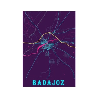 Badajoz Neon City Map, Badajoz Minimalist City Map Art Print T-Shirt