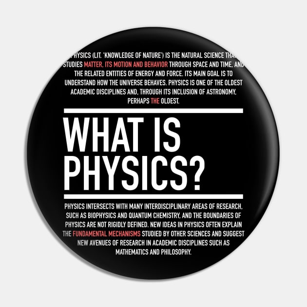 Physics Defined - Physics Teacher Pin by Hidden Verb