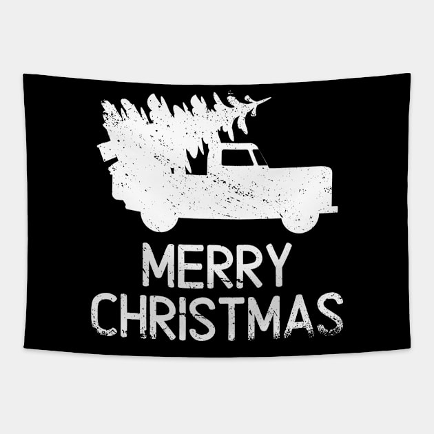 Vintage Wagon Christmas Pickup Truck Retro Tapestry by Tom´s TeeStore