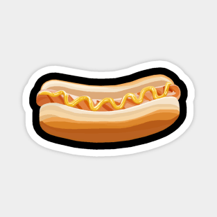 Hotdog with Mustard in Bun Magnet