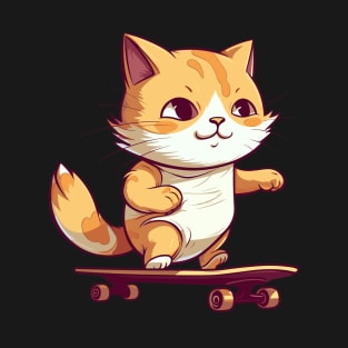 Skateboarder Cat Girl Skater T-Shirt