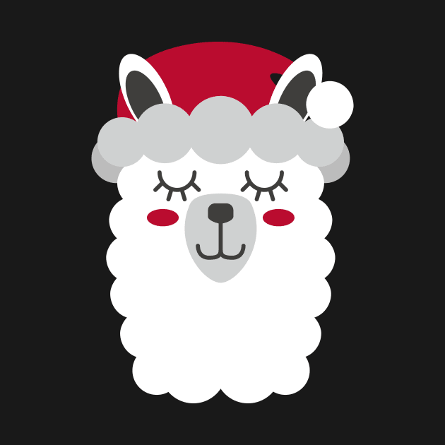Cute Christmas Llama - Santa Hat by toddsimpson