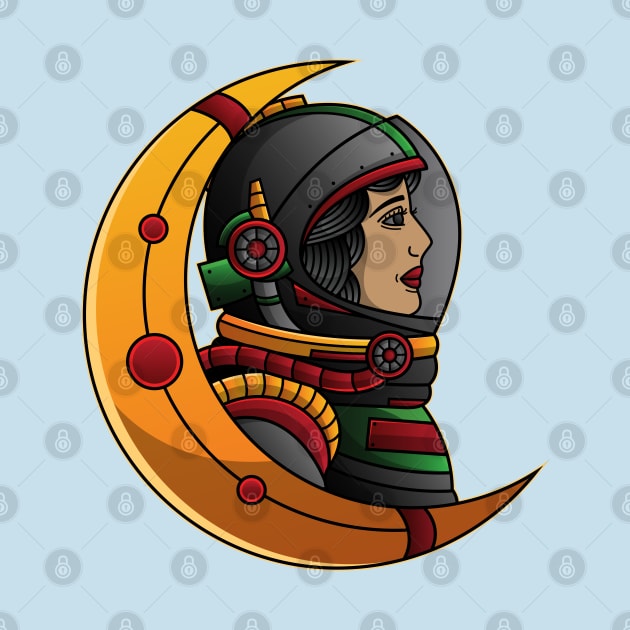 astronaut female traditional moon by Mako Design 