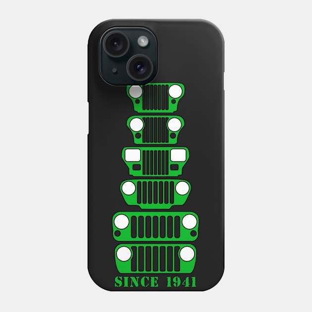 Jeep Grills Green Logo Phone Case by Caloosa Jeepers 