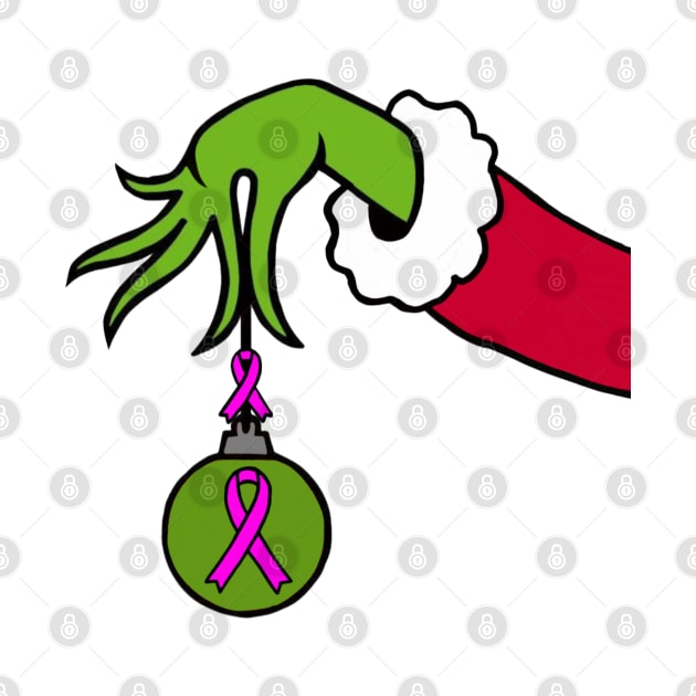 The Green Mean One holding a Awareness Ribbon Christmas ball (Pink) by CaitlynConnor