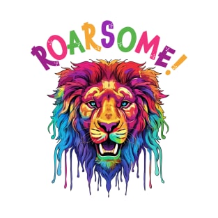 Roarsome Colourful Rainbow Lion, Fun Eye-Catching Design T-Shirt