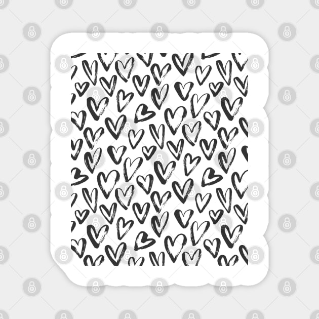 Black Hand Drawn Hearts | Anti-Valentines Day Magnet by DesignsbyZazz