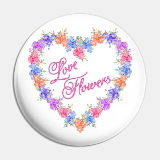 Love Flowers Heart Wreath Pin