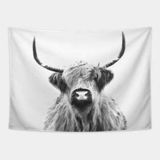 Black and White Highland Cow Tapestry