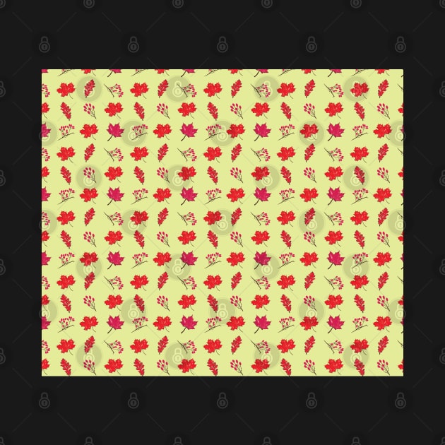Autumn Leaves and Berries Pattern by sarahwainwright