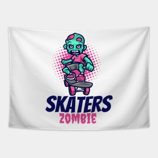 Zombie riding skate cute zombie design Tapestry