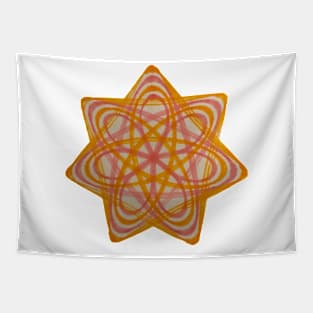 Spirograph Orange and Pink Radial Star Tapestry