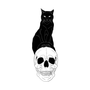 Halloween Design - Cat with Skull & Jaw T-Shirt