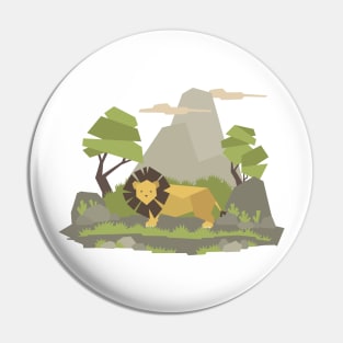 Geometric style wild lion design Pin