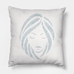 Portrait Girl Fashion Silhouette Shape Text Word Cloud Pillow