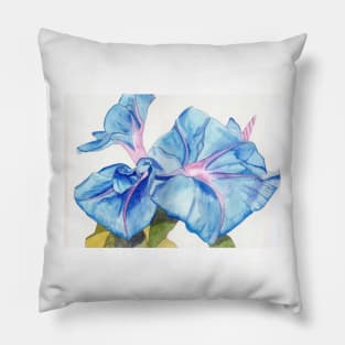 Blue Bindweed (morning glory) watercolour painting Pillow