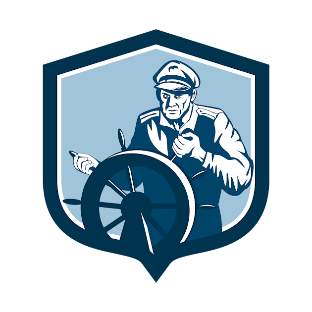 Fisherman Sea Captain Shield Retro by patrimonio