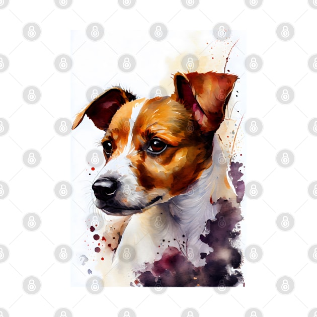 Jack Russell Terrier Watercolor Portrait by designs4days