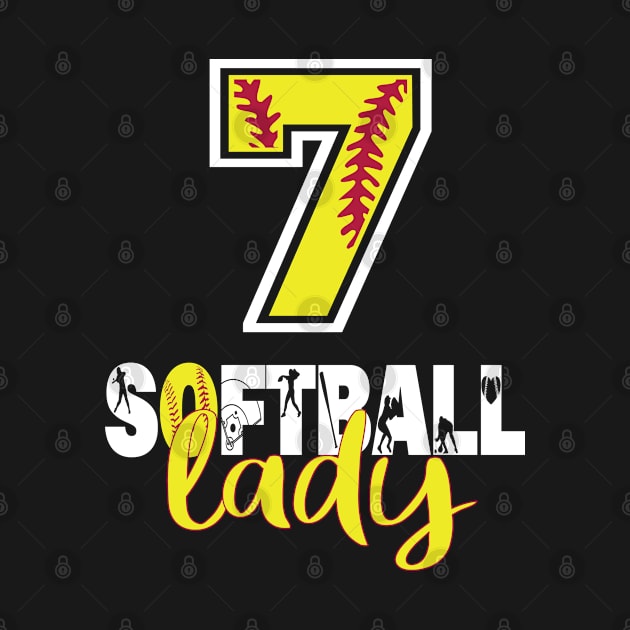 7th Birthday Softball Lady Girl 7 Years Old Softball Lover design by Grabitees