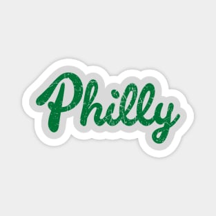 Retro Distressed Philly Sports Logo Green Magnet