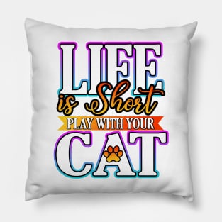 Life Is Short Play With Your Cat Pillow