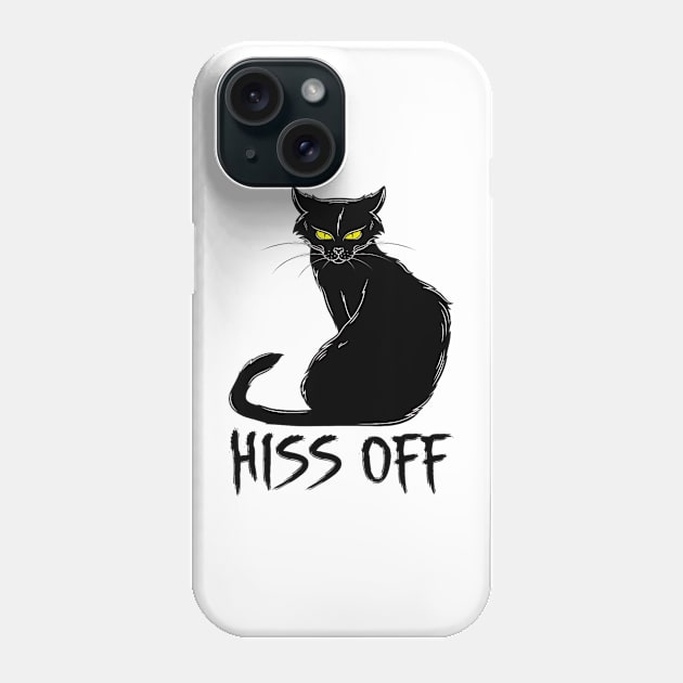 Funny Black Cat Hiss Off Meow Cat Phone Case by Mega-st